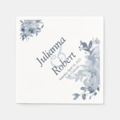 青い水色のフローラナプキン スタンダードカクテルナプキン (正面)