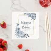 青い水色のフローラナプキン スタンダードカクテルナプキン (インサイチュ)