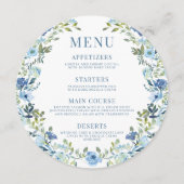 青い水色のフローラボーホラウンドメニューカードプレート メニュー (正面)