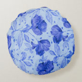 青い水色のフローラ円枕 ラウンドクッション (裏面)
