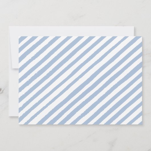 青い水色のフローラ男の赤ちゃんシャワーフォト 招待状 (裏面)