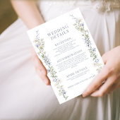 青い水色のフローラ素朴結婚の詳細カード エンクロージャーカード