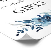 青い水色のフローラ結婚のカードとギフトサイン ポスター (角)