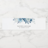 青い水色のフローラ結婚ズ ペットボトルラベル (シングルラベル)