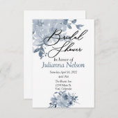 青い水色のフローラ 招待状 (正面/裏面)