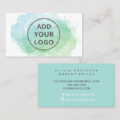 青い水色のブラシストロークあなたのロゴをアップロード 名刺 (正面/裏面)