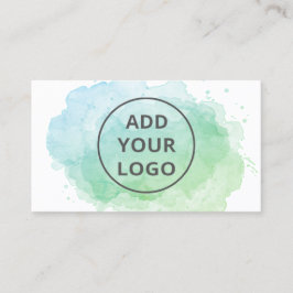 青い水色のブラシストロークあなたのロゴをアップロード 名刺
