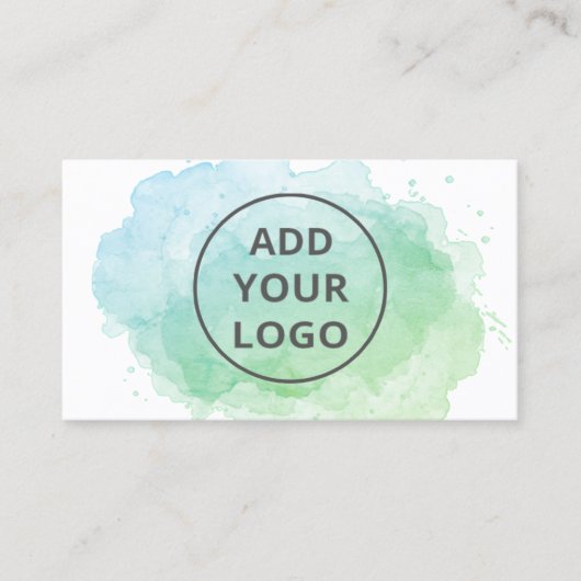 青い水色のブラシストロークあなたのロゴをアップロード 名刺 (正面)