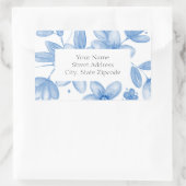 青い水色のブーケラベル 長方形シール (バッグ)