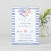 青い水色のホエー航海のルの女の子の赤ちゃんシャワー 招待状 (スタンド正面)