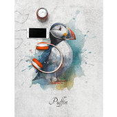 青い水色の可愛いパフィンをカスタマイズ バスタオルセット