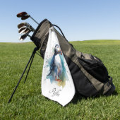 青い水色の可愛いパフィン、カスタマイズ可能 ゴルフタオル (グリーン)