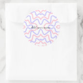 青い水色の名前の追加文字メッセージここに行 ラウンドシール (バッグ)