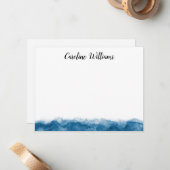 青い水色の名縁ど前パーソナライズされたノートカード ノートカード (正面/裏面インサイチュ)