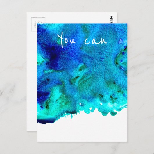 青い水色の大理石抽象芸術あなたが引用文できる ポストカード (正面/裏面)