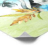 青い水色の小さな牛 ポスター (角)