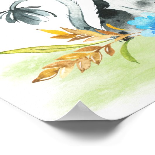 青い水色の小さな牛 ポスター (角)