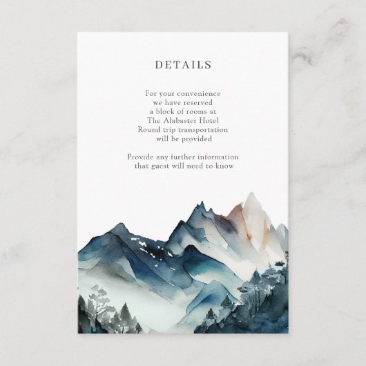 青い水色の山素朴の詳細囲い エンクロージャーカード (正面)