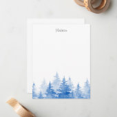 青い水色の常緑樹 ノートカード (正面/裏面インサイチュ)