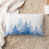 青い水色の常緑樹 ランバークッション (ブランケット)