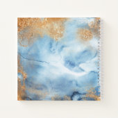 青い水色の抽象芸術名スクリプトスケッチ ノートブック (裏面)