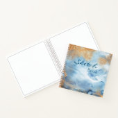 青い水色の抽象芸術名スクリプトスケッチ ノートブック (内部)