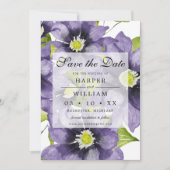 青い水色の春の花は日付カードを保存 招待状 (正面)