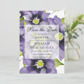 青い水色の春の花は日付カードを保存 招待状 (スタンド正面)