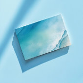 青い水色の海と砂QRコード付きRSVP エンクロージャーカード