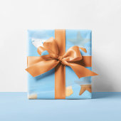 青い水色の海波パターン ラッピングペーパーシート