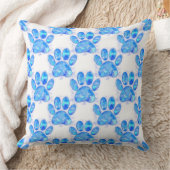 青い水色の犬のポープリント クッション (ブランケット)