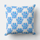 青い水色の犬のポープリント クッション (裏面)
