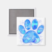 青い水色の犬のポープリント マグネット (正面/裏面)