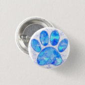 青い水色の犬のポープリント 缶バッジ (正面&裏面)