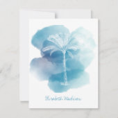 青い水色の白いヤシの木パーソナライズされた ノートカード (正面)
