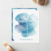 青い水色の白いヤシの木パーソナライズされた ノートカード (正面/裏面インサイチュ)