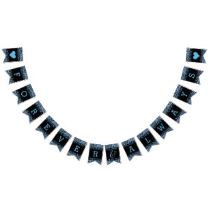 青い水色の紙吹雪ドット結婚ズフォーエバー バンティングフラッグ