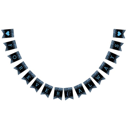 青い水色の紙吹雪ドット結婚ズフォーエバー バンティングフラッグ (全)