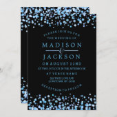 青い水色の紙吹雪ドット結婚式招待状 招待状 (正面/裏面)