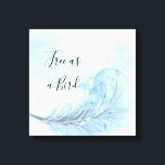 青い水色の羽のクスト自由として鳥の引用文 キャンバスプリント<br><div class="desc">ほこりっぽい青い水の色の羽色彩の鮮やかのキャンバス。青い淡い色の羽色彩の鮮やかと「鳥の引用文のように自由な」と。あなたは引用文を変更できる。</div>