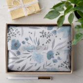 青い水色の花の模様 薄葉紙 (ギフト)