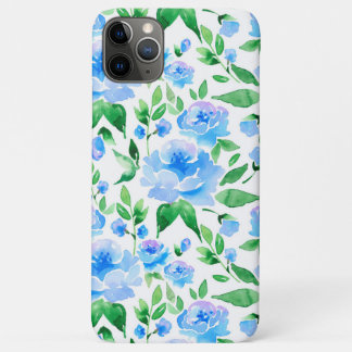青い水色の花の模様 iPhone 11 PRO MAXケース