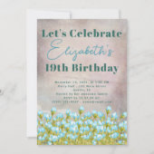 青い水色の花の背素朴景 招待状 (正面)