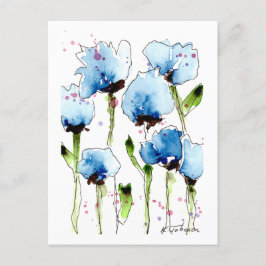 青い水色の花はがき ポストカード