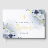 青い水色の花バプテスマ ゲストブック (正面)