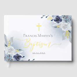 青い水色の花バプテスマ ゲストブック