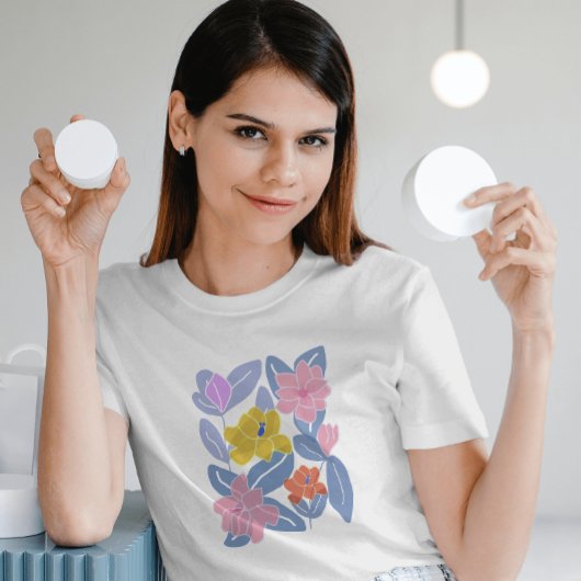 青い水色の花フェミニンシックエレガント Tシャツ