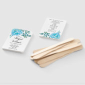 青い水色の花フローラ結婚式プログラム ハンドファン (組立なし)