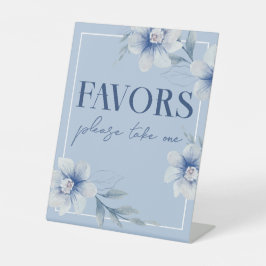 青い水色の花好みのテーブル 台座サイン