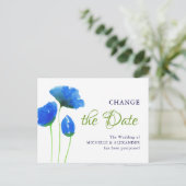 青い水色の花日付はがきの変更 ポストカード (スタンド正面)